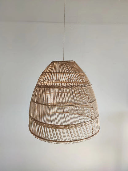 Bell-shaped rattan pendant light